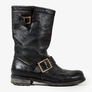 Jimmy Choo Black Biker Buckled Leather Boots